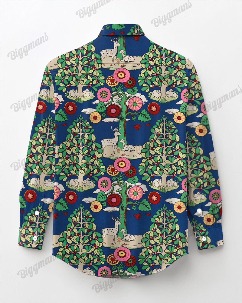 Big & Tall Hawaiian Streetwear Long Sleeve Shirt for big men view 3