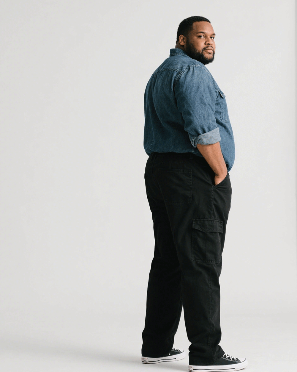 Big & Tall Black T-Shirt Pants Set for big men view 4