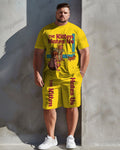 Big & Tall Hawaiian Athletic T-Shirt Shorts Set for big men view 1