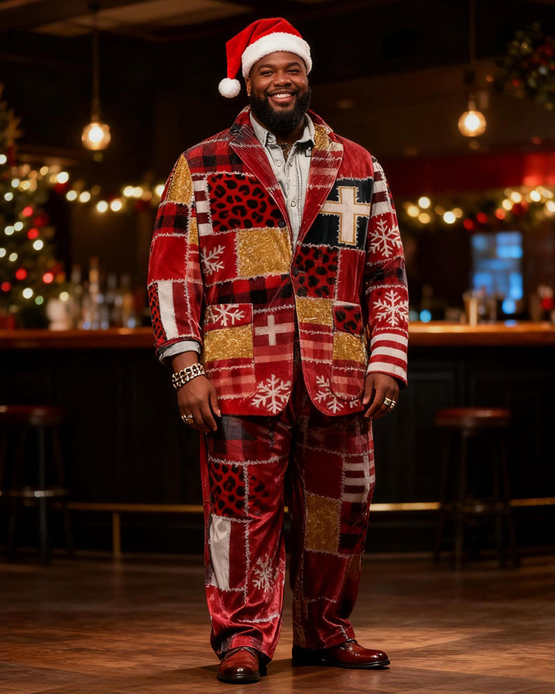 Big & Tall Graphic Patchwork Two-piece Set for big men view 2