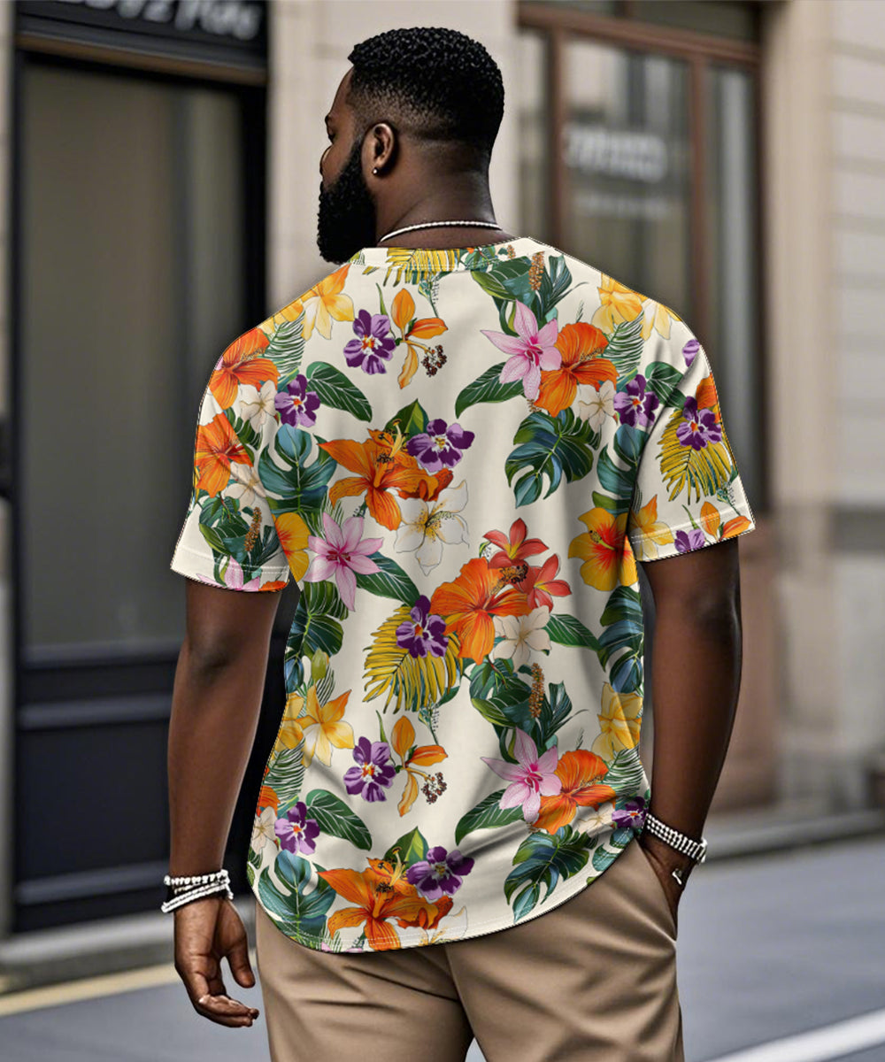 Big & Tall Orange Hawaiian Graphic T-Shirt for big men view 2