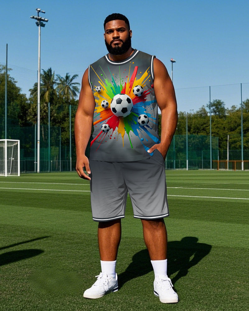 Big & Tall Splash Ink Athletic Two-piece Set for big men view 1