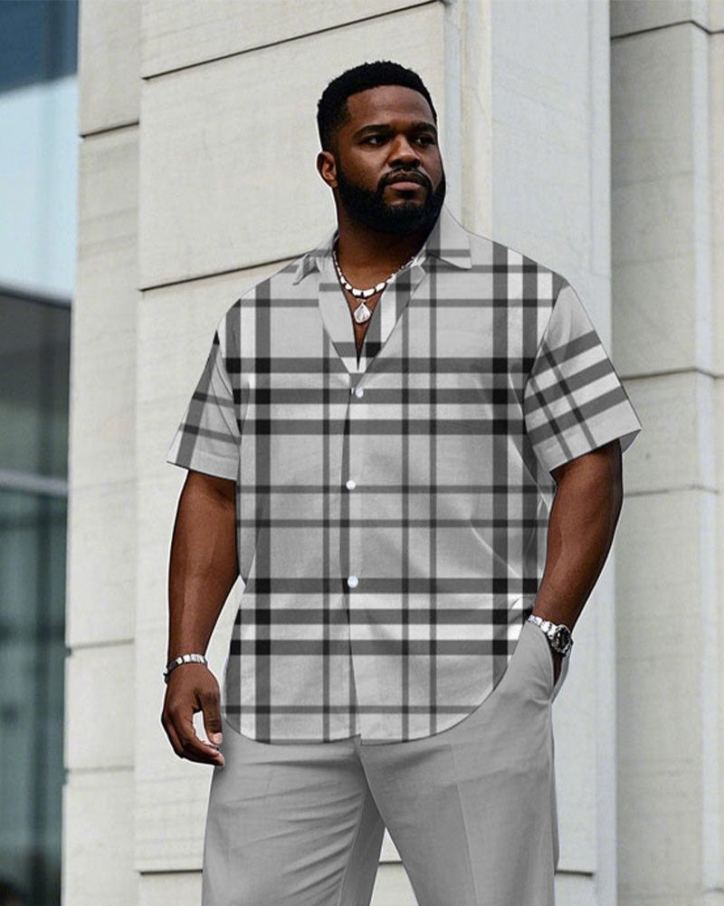 Big & Tall Gray Business Casual T-Shirt Pants Set for big men view 2