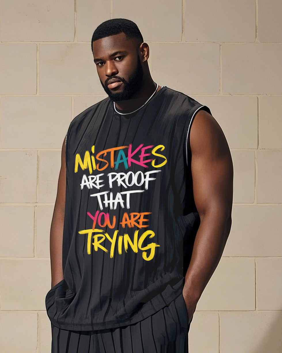 Big & Tall Patchwork Vest Pants Set for big men view 2