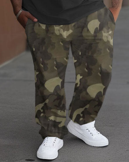 Big & Tall Black Camouflage Streetwear Two-Piece Set for men view 3