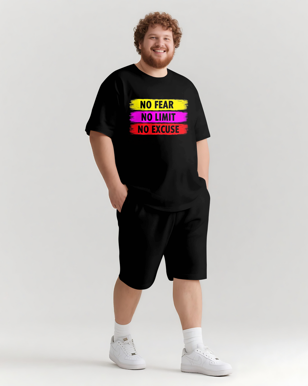 Big & Tall Graphic Streetwear T-Shirt Shorts Set for big men view 2