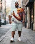 Big & Tall Blue Graphic T-Shirt Shorts Set for big men view 1