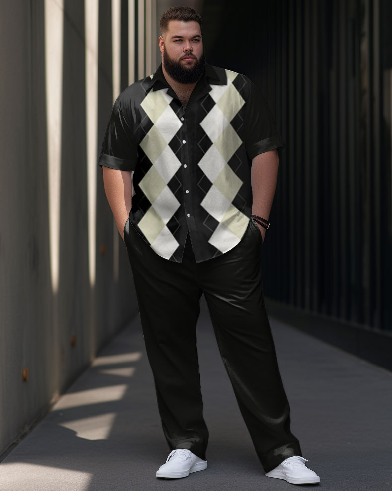 Big & Tall Geometric Plaid Business Casual Jeans for big men view 1