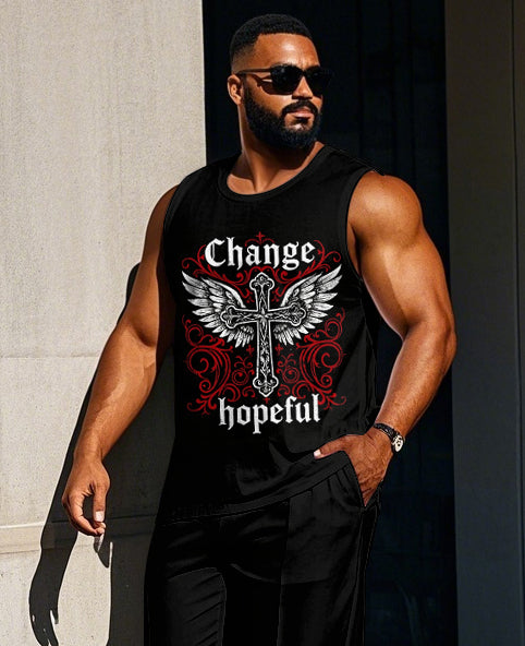 Big & Tall Graphic Streetwear Vest Pants Set for big men view 2
