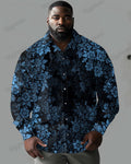 Big & Tall Gradient Graphic Floral Long Sleeve Shirt for big men