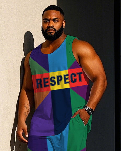 Big & Tall Colorblock Graphic Vest Pants Set for big men view 2