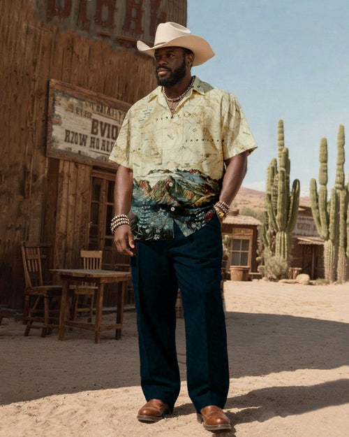 Big & Tall Western T-Shirt Pants Set for big men view 1