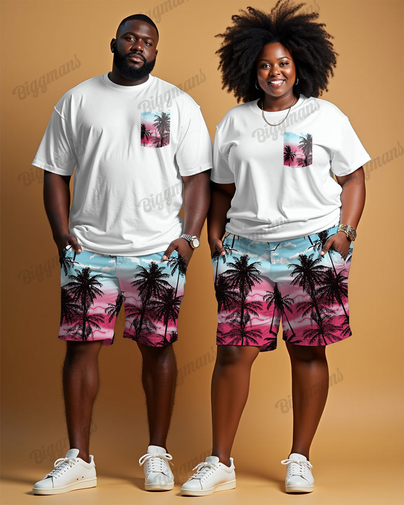 Big & Tall Hawaiian T-Shirt Shorts Set for big men view 1