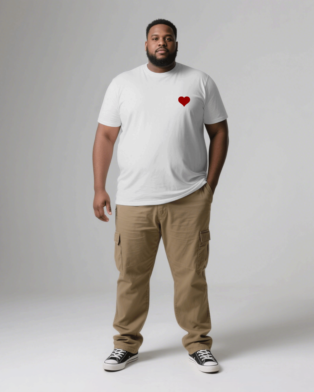 Big & Tall White Khaki T-Shirt Pants Set for big men view 2