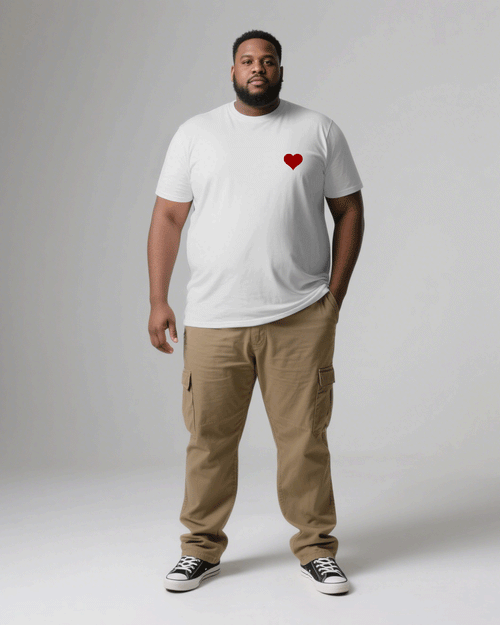 Big & Tall White Khaki T-Shirt Pants Set for big men view 2
