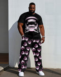 Big & Tall Black Pink Graphic Two-piece Set for big men view 1