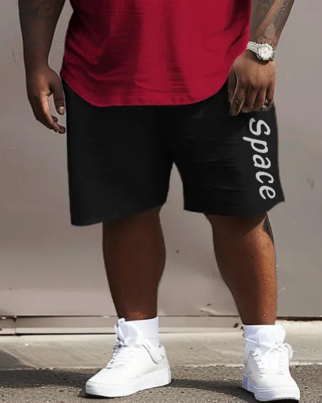 Big & Tall Colorblock Graphic T-Shirt Shorts Set for big men view 3