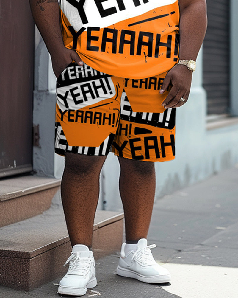 Big & Tall Colorblock Graphic Two-piece Set for big men view 3