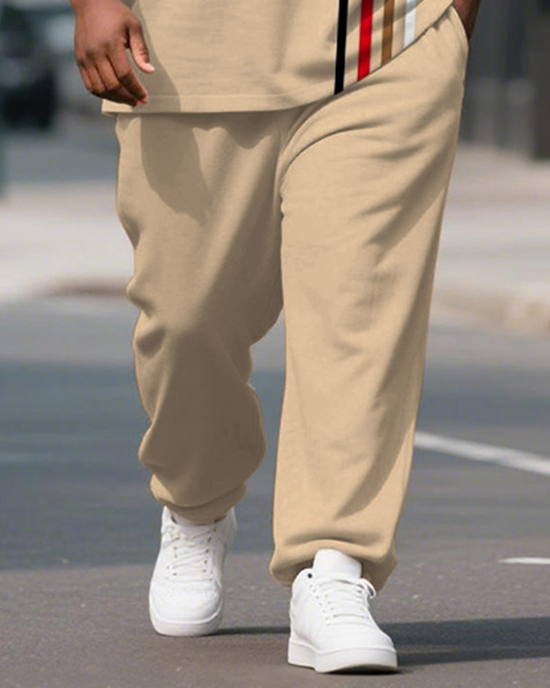 Big & Tall Khaki Graphic T-Shirt Pants Set for big men view 3