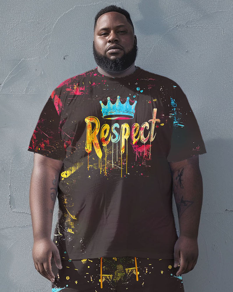 Big & Tall Graphic Graffiti T-Shirt Shorts Set for big men view 2