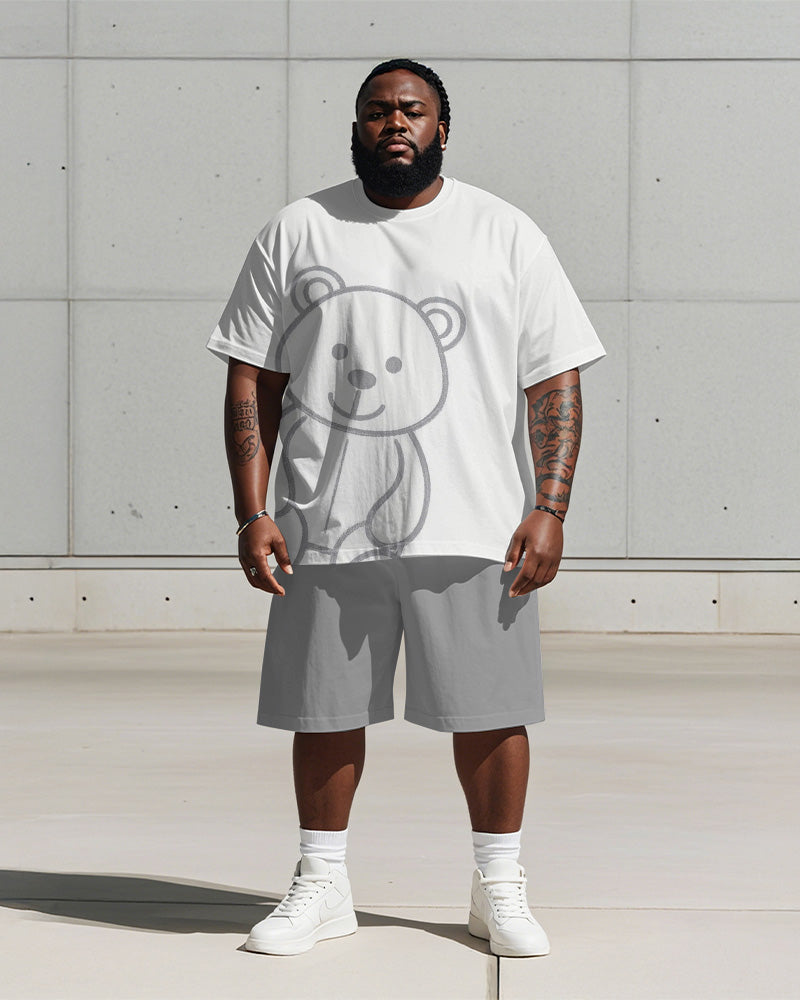 Big & Tall Gray Graphic T-Shirt Shorts Set for big men view 1