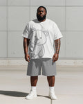 Big & Tall Gray Graphic T-Shirt Shorts Set for big men view 1