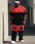 Big & Tall Colorblock Graphic T-Shirt Pants Set for big men view 1