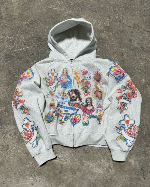 Big & Tall White Gray Streetwear Hoodie for big men