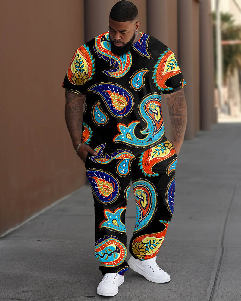 Big & Tall Graphic Floral T-Shirt Pants Set for big men view 1
