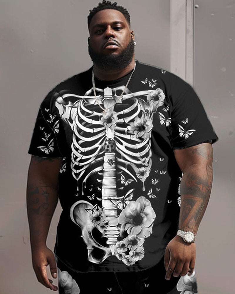 Big & Tall Graphic Floral T-Shirt Shorts Set for big men view 2
