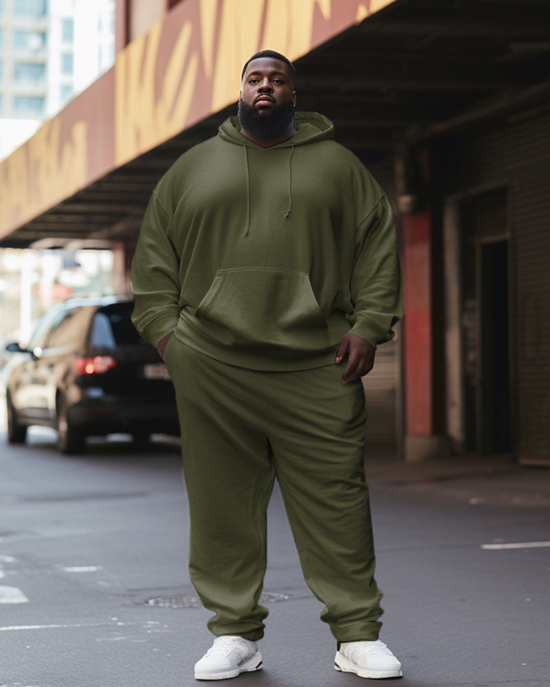 Big & Tall Solid Color Hoodie Sweatpants Set for big men view 3