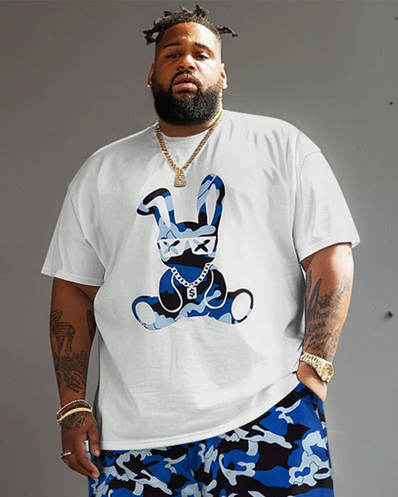 Big & Tall Graphic Graffiti T-Shirt Shorts Set for big men view 3