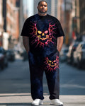 Big & Tall Graphic Streetwear Skull T-Shirt Pants Set for big men view 1
