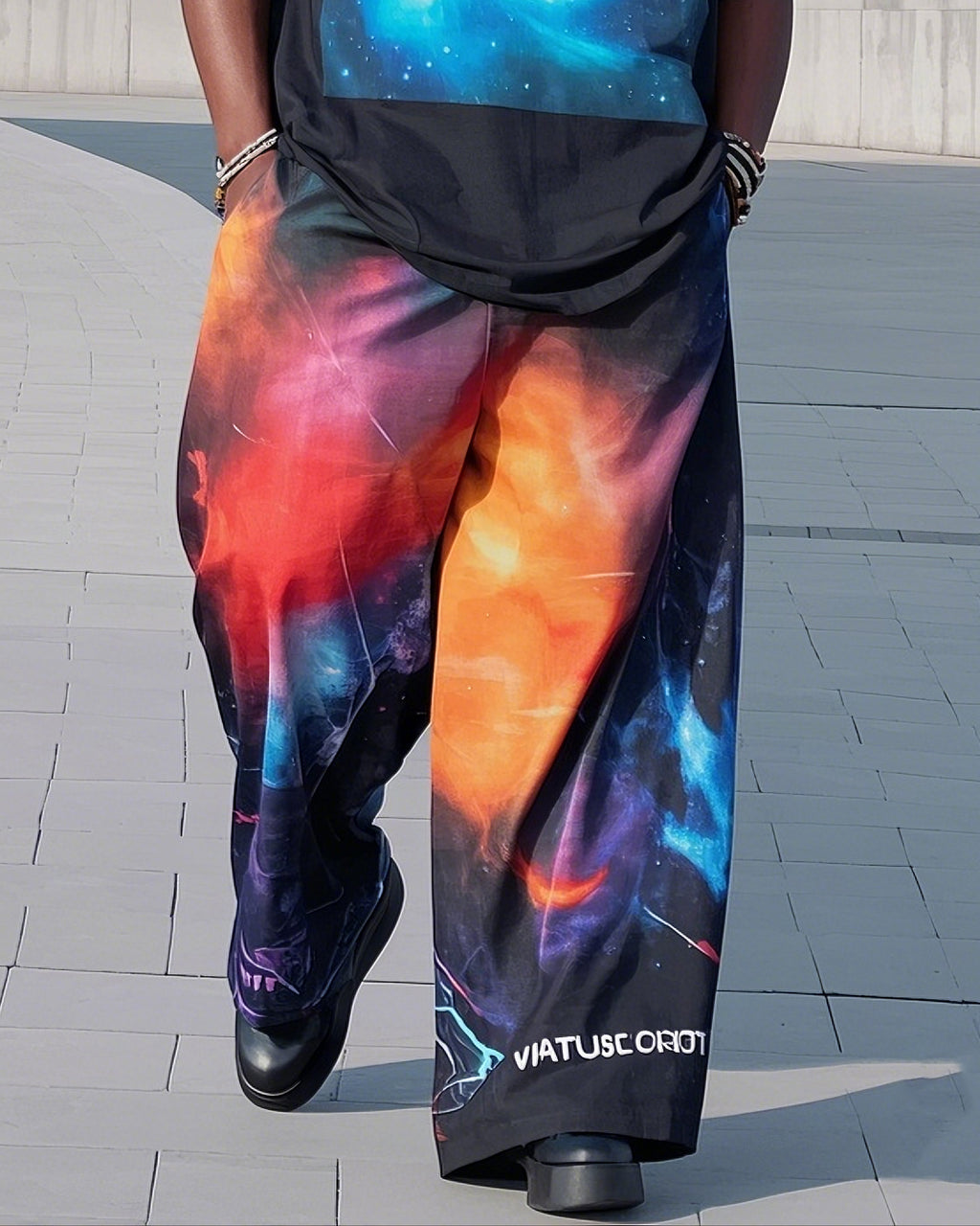 Big & Tall Gradient Graphic T-Shirt Pants Set for big men view 3