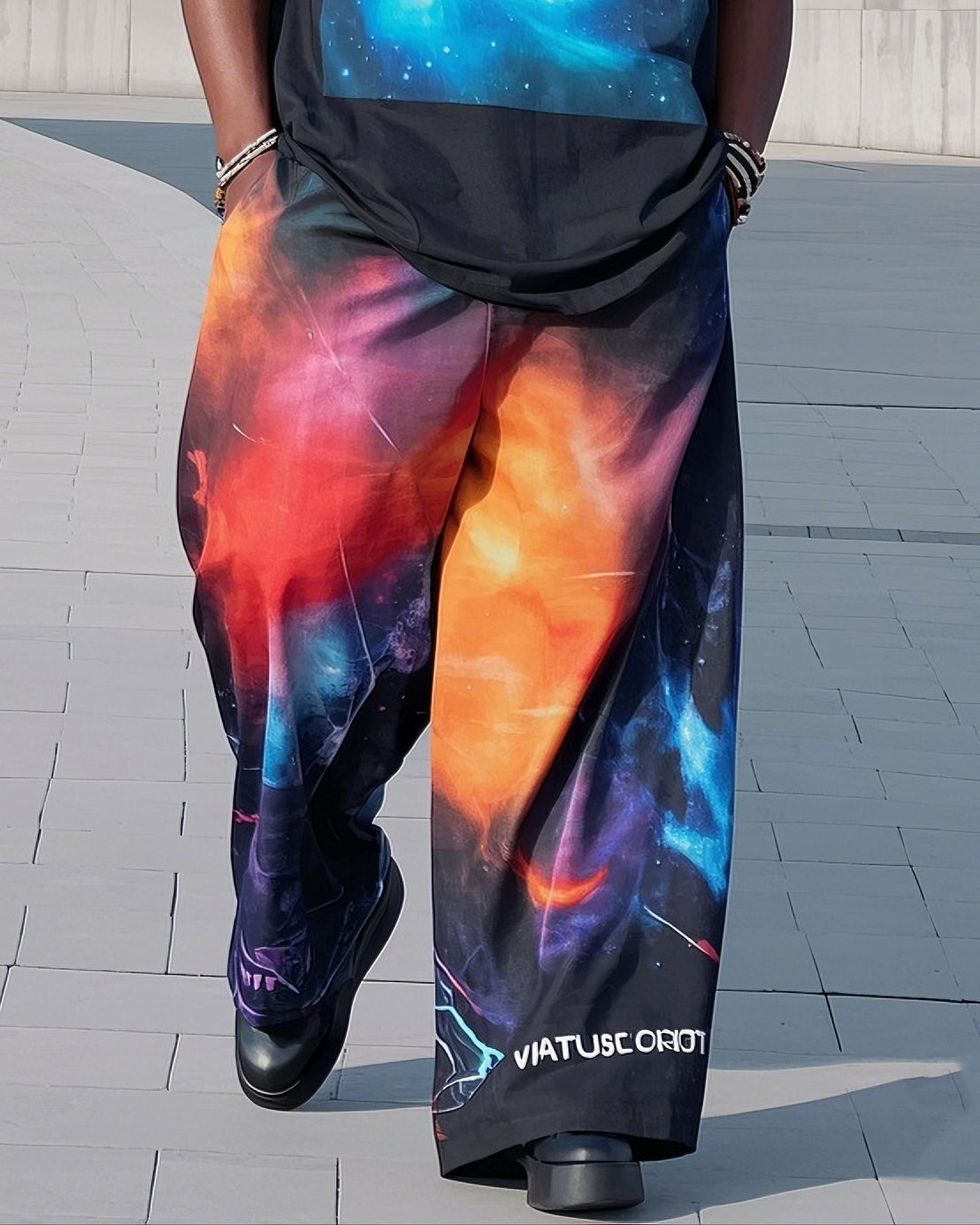 Big & Tall Gradient Graphic T-Shirt Pants Set for big men view 3