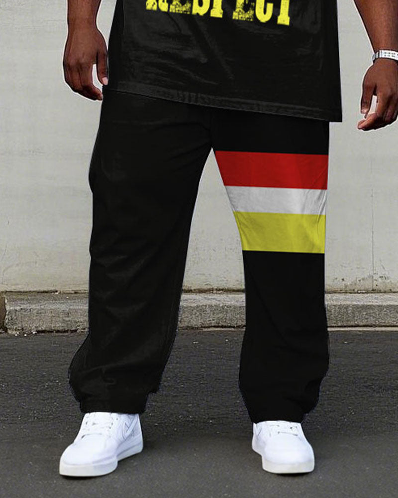 Big & Tall Black Graphic T-Shirt Pants Set for big men view 3