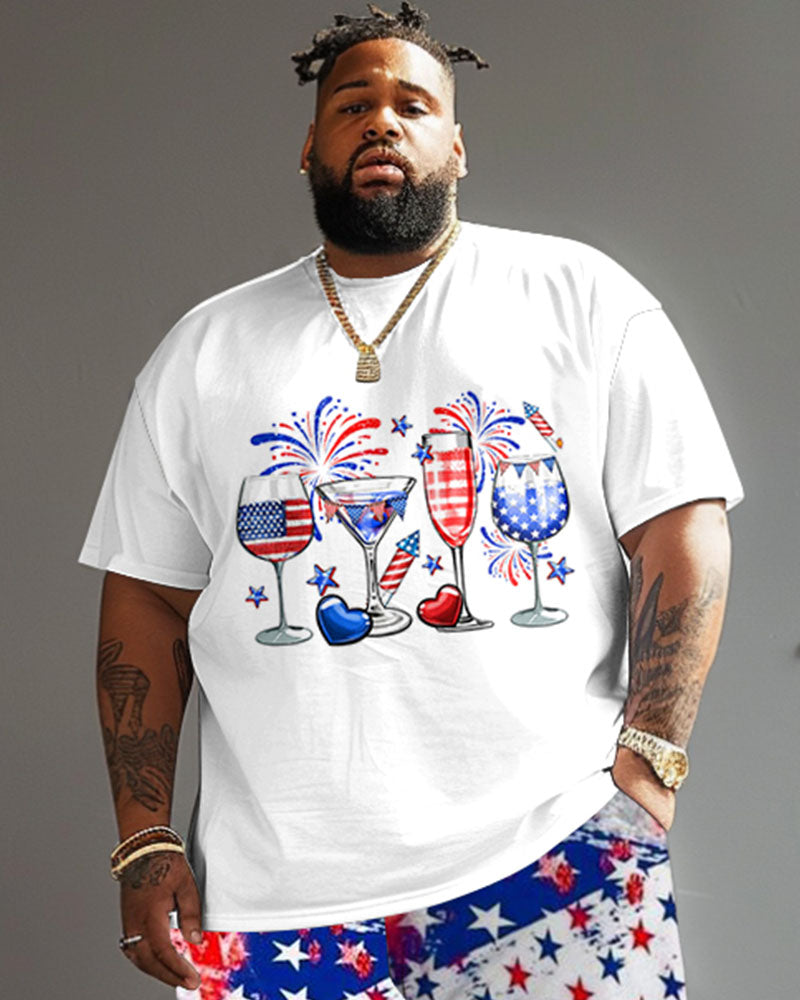 Big & Tall Graphic T-Shirt Shorts Set for big men view 3