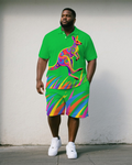 Big & Tall Streetwear Polo Shorts Set for big men view 1