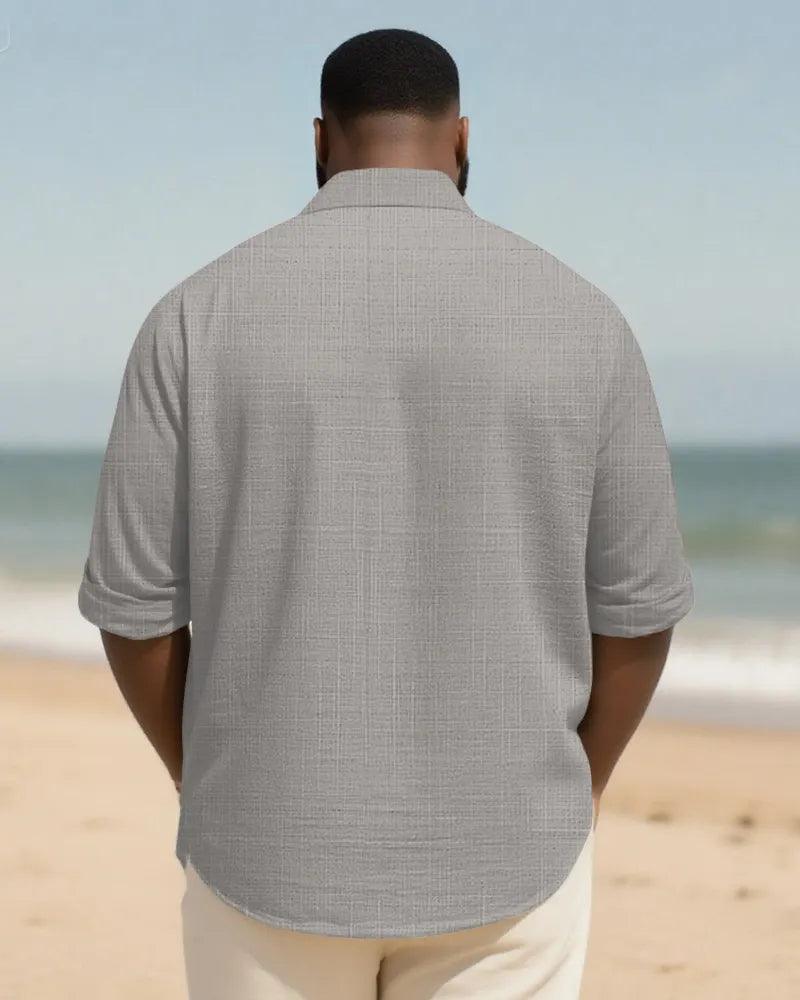 Big & Tall Patchwork Long Sleeve Shirt for big men view 17