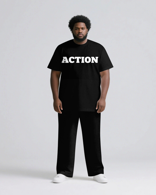 Big & Tall Streetwear T-Shirt Pants Set for big men view 2