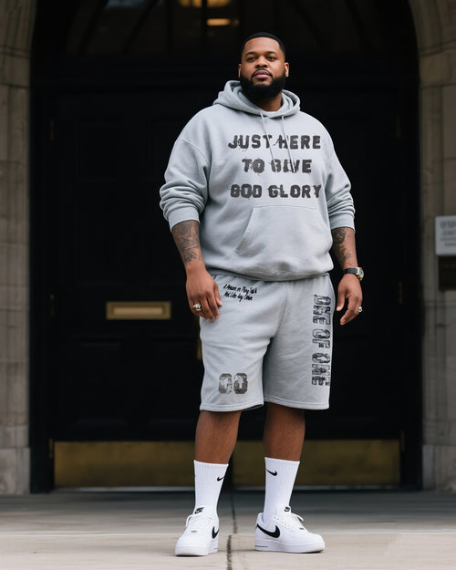Big & Tall Denim Colorblock Geometric Hoodie for big men view 1