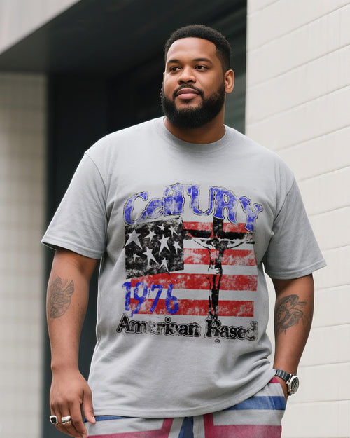 Big & Tall Gradient T-Shirt Shorts Set for big men view 2