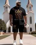 Big & Tall Graphic T-Shirt Shorts Set for big men view 1