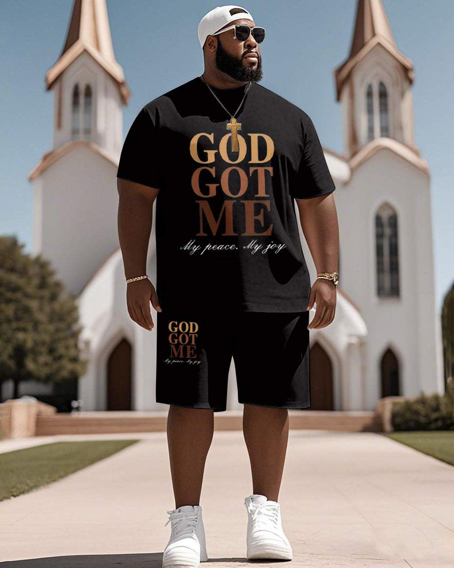 Big & Tall Graphic T-Shirt Shorts Set for big men view 1