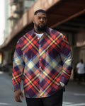 Big & Tall Red Colorblock Plaid Jeans for big men