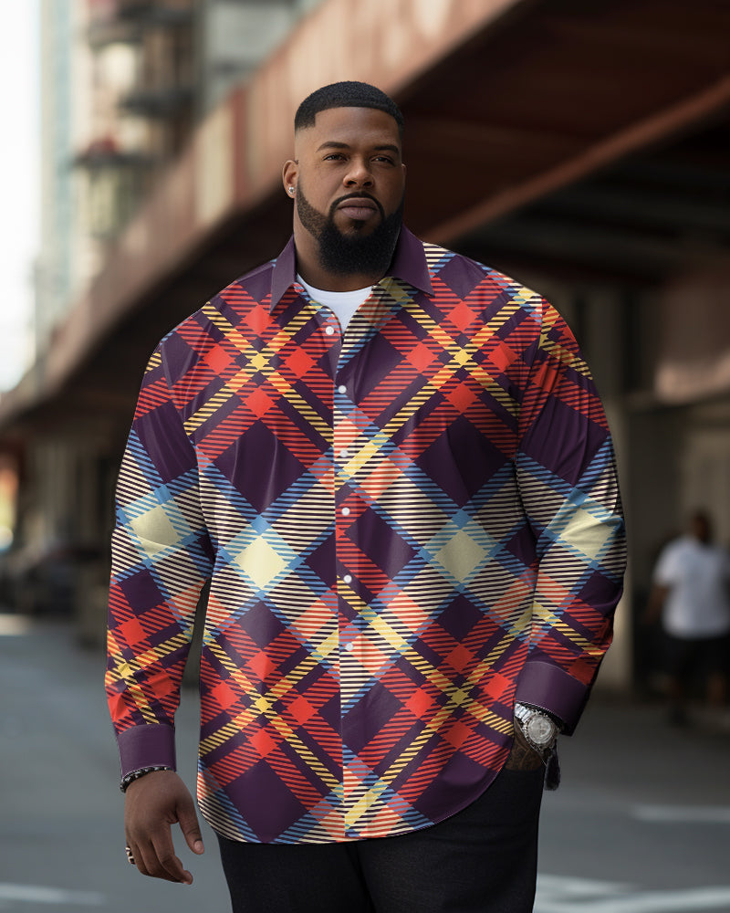 Big & Tall Red Colorblock Plaid Jeans for big men
