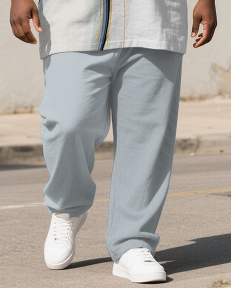 Big & Tall White Blue Gradient T-Shirt Pants Set for big men view 3