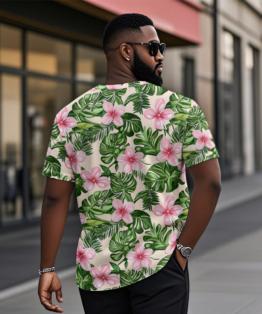 Big & Tall Green Hawaiian Graphic T-Shirt for big men view 2