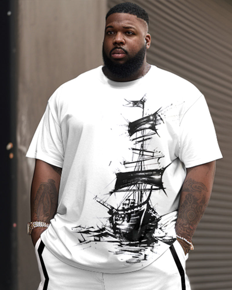 Big & Tall Graphic Splash Ink T-Shirt Shorts Set for big men view 2