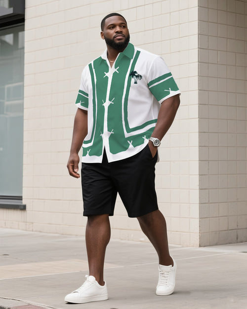Big & Tall Hawaiian Graphic Shirt Shorts Set for big men view 1